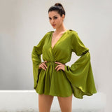 Nice N Teasy Green Long Sleeve Floaty Playsuit - Fashion Genie Boutique