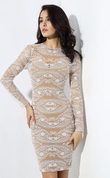 Unapologetic Diva Nude Long Sleeve Mini Dress - Fashion Genie Boutique