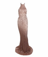 Spotlight Statement Champagne Sequin Fishtail Maxi Dress - Fashion Genie Boutique