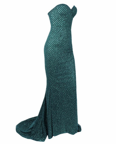 Fell From Heaven Green Glitter Strapless Maxi Dress - Fashion Genie Boutique