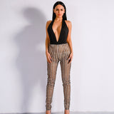 Miami Nights Black & Gold Embellished Jumpsuit - Fashion Genie Boutique