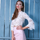 Lace and Love White Long Sleeve Crop Top - Fashion Genie Boutique