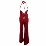 Greatest Love Story Black Eyelet Lace Up Jumpsuit - Fashion Genie Boutique