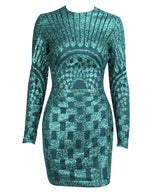 Harlie Black & Nude Glitter Long Sleeve Mini Dress - Fashion Genie Boutique