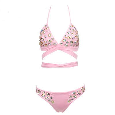Brielle Pink Multiway Crystal Bikini - Fashion Genie Boutique