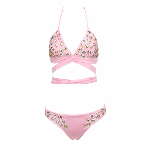 Brielle Pink Multiway Crystal Bikini - Fashion Genie Boutique