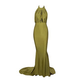 Pop Star Olive Pleated Maxi Fishtail Gown Dress - Fashion Genie Boutique