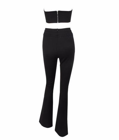 Hot Totty White Crop Top and Trousers Co-Ord - Fashion Genie Boutique