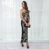 My Darling Black & Gold Glitter Strapless Maxi Dress - Fashion Genie Boutique