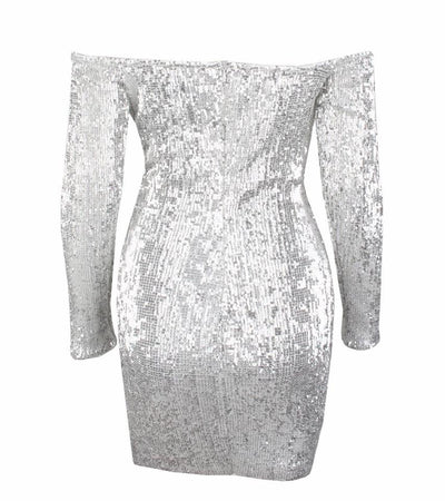 Champagne Sparkles Black Sequin Bardot Mini Dress - Fashion Genie Boutique