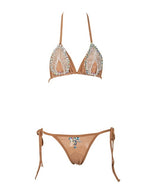 Beach Bae Nude Crystal Embellished Bikini Swimsuit - Fashion Genie Boutique