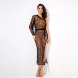 Ready To Glow Black Glitter Knit Kaftan Dress - Fashion Genie Boutique