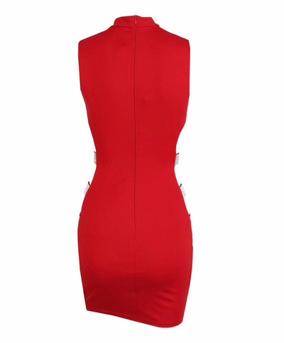 Cut it Out Blue Embellished Cut Out Mini Dress - Fashion Genie Boutique
