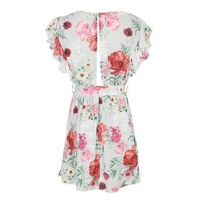Magical Meadow White Floral Print Mini Dress - Fashion Genie Boutique