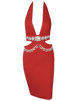 Envy Red Crystal Embellished Bodycon Mini Dress - Fashion Genie Boutique