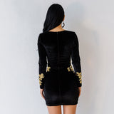 Weekend Sparkle Black Sequin Velvet Long Sleeve Mini Dress - Fashion Genie Boutique