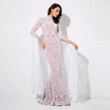 Once Upon A Time White Glitter Fishtail Maxi Dress - Fashion Genie Boutique