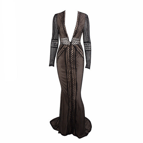 Spiffed Up Black Long Sleeve Plunge Maxi Dress - Fashion Genie Boutique