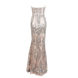 Sweet Vision Silver Strapless Sequin Spilt Maxi Gown Dress - Fashion Genie Boutique
