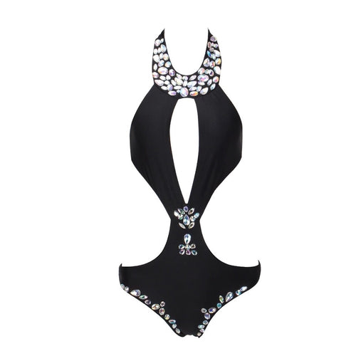 Bossy Beach Black Crystal Embellished Swimsuit - Fashion Genie Boutique