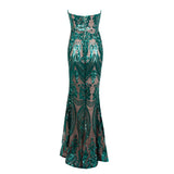 Sweet Vision Green Strapless Sequin Spilt Maxi Gown Dress - Fashion Genie Boutique