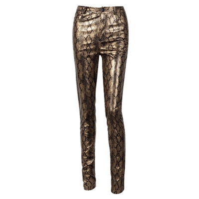 Snake Bite Gold PU Leather Trousers - Fashion Genie Boutique