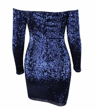 Champagne Sparkles Black Sequin Bardot Mini Dress - Fashion Genie Boutique