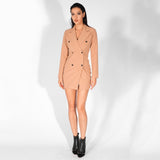 Deep Vision Nude Wrap Blazer Dress - Fashion Genie Boutique