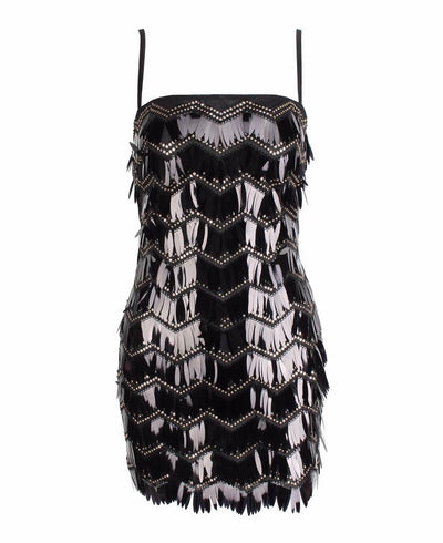 Gabby Black Sequin Tassel Mini Dress - Fashion Genie Boutique