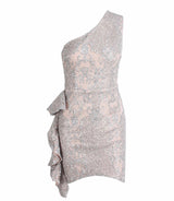 Sweeter Than Sugar Silver Glitter Embellished Frill Mini Dress - Fashion Genie Boutique