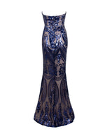 Sweet Vision Blue Strapless Sequin Spilt Maxi Gown Dress - Fashion Genie Boutique