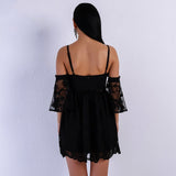 Yolanda Black Cold Shoulder Skater Mini Dress - Fashion Genie Boutique
