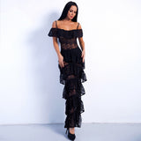 Lacey Days White Lace Ruffle Detail Maxi Dress - Fashion Genie Boutique