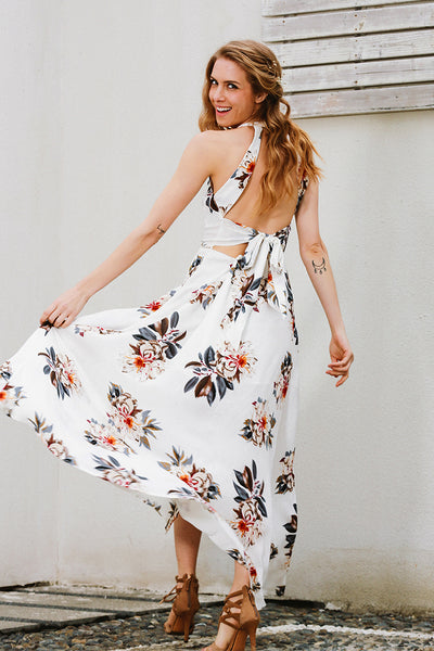Koko White Floral Maxi Dress - Fashion Genie Boutique