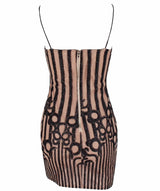 Moonlight Silver Glitter Embellished Stripe Mini Dress - Fashion Genie Boutique