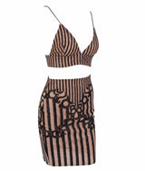 Mia Black & Nude Glitter Crop Top & Skirt Co-Ord - Fashion Genie Boutique