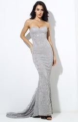 Saints & Sinners Silver Glitter Strapless Maxi Dress - Fashion Genie Boutique