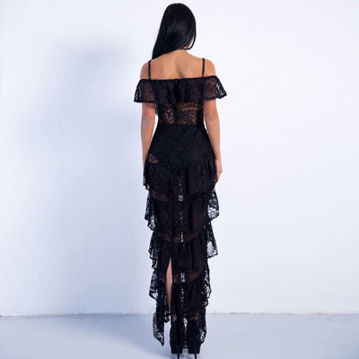 Lacey Days White Lace Ruffle Detail Maxi Dress - Fashion Genie Boutique
