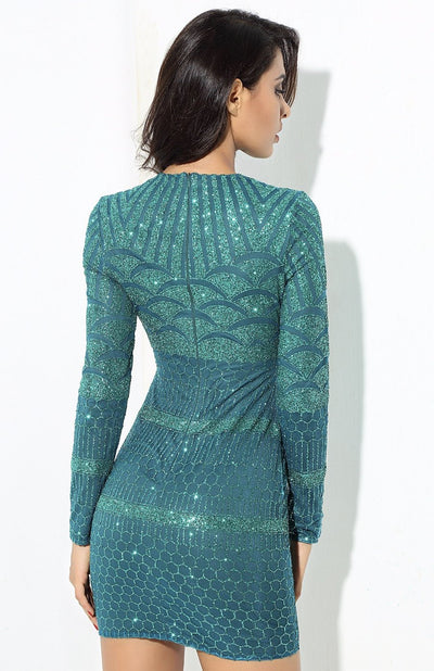 Starstruck Green Glitter Long Sleeve Mini Dress - Fashion Genie Boutique