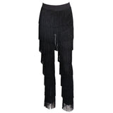 Ava White Fringe High Waisted Trousers - Fashion Genie Boutique