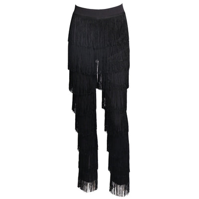 Ava White Fringe High Waisted Trousers - Fashion Genie Boutique