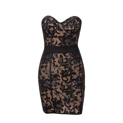 Sassy Chick Black Sequin Strapless Mini Dress - Fashion Genie Boutique