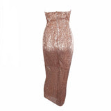Glam Doll Red Strapless Sequin Midi Dress - Fashion Genie Boutique