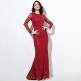 Spellbound Red Glitter Fishtail Long Sleeve Maxi Dress - Fashion Genie Boutique