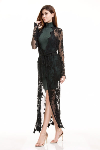 Chelsea Black Lace Robe - Fashion Genie Boutique