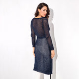 Graceful Ways Navy Glitter Knit Cardigan - Fashion Genie Boutique