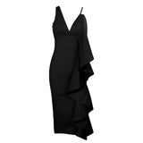 Avery Black Ruffle Midi Dress - Fashion Genie Boutique