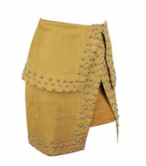 Little Minx Black Velvet Studded Asymmetrical Mini Skirt - Fashion Genie Boutique