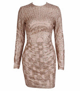 Harlie Black & Nude Glitter Long Sleeve Mini Dress - Fashion Genie Boutique