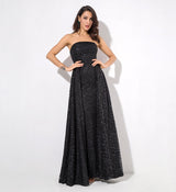 A Star Is Born Black Glitter Strapless Maxi Gown Dress - Fashion Genie Boutique